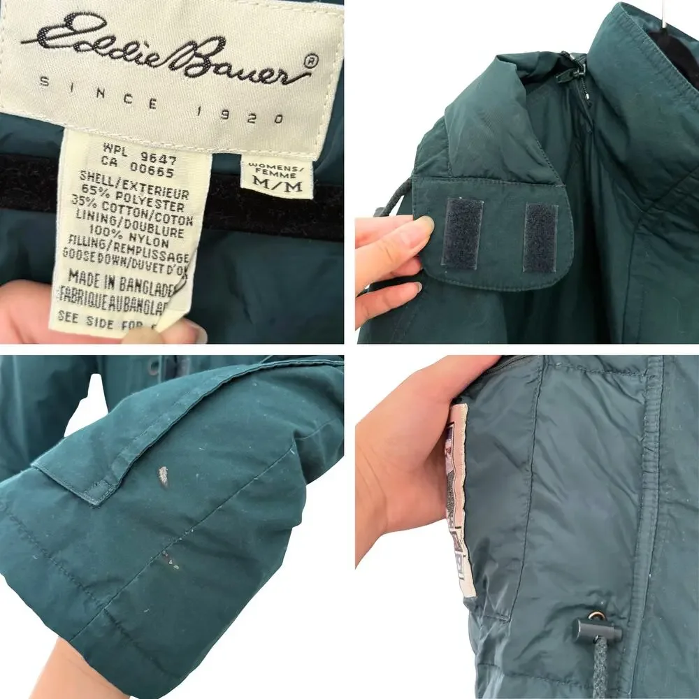 Eddie Bauer Green Snowline Goose Down Puffer Jacket Medium Gorpcore Vintage 90s